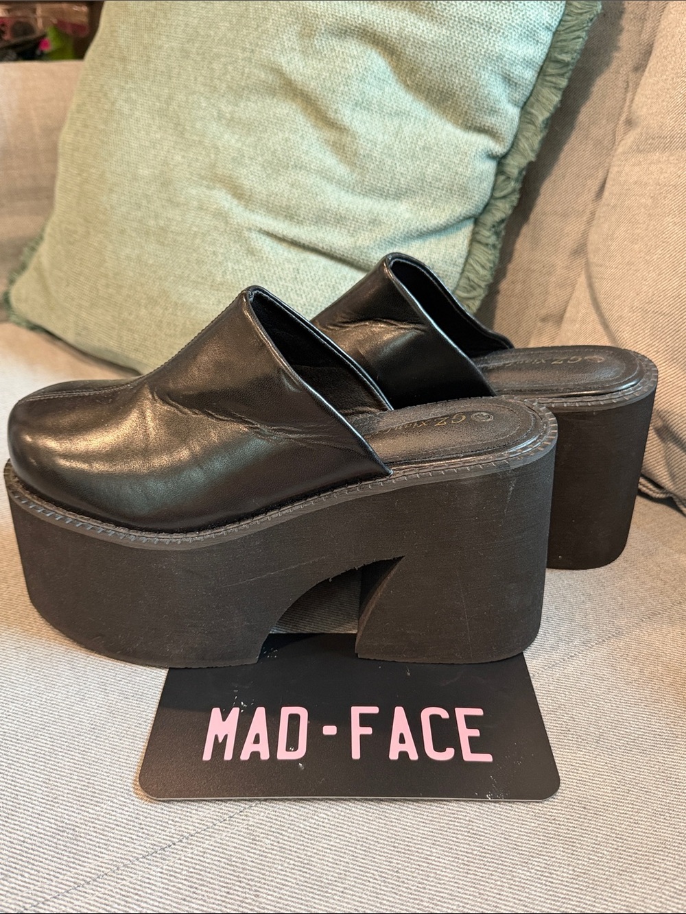 Black Platform Mules